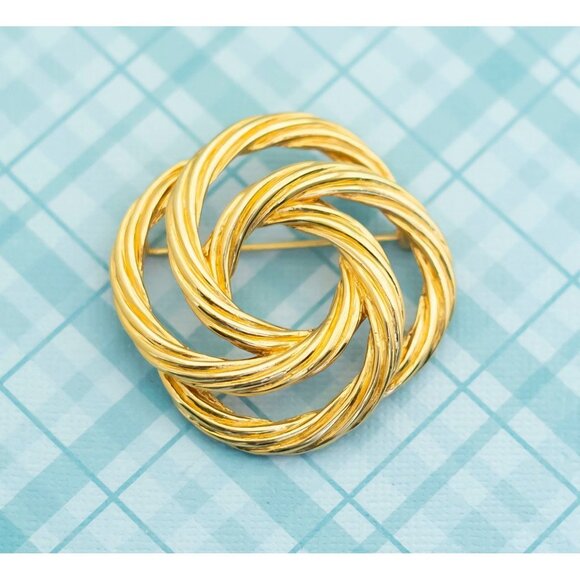 Spiral Golden Elegance Brooch by Monet - L8 - Picture 1 of 2